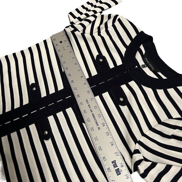 Ming Wang Women's PM Navy Blue White Striped Knit Cardigan Petite Nautical Sail - Picture 5 of 13
